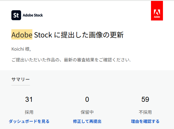 AdobeStockの採用結果